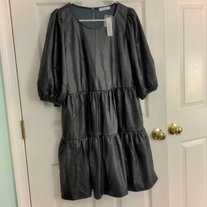 Calista x Blu Couture Tiered Leather Dress
